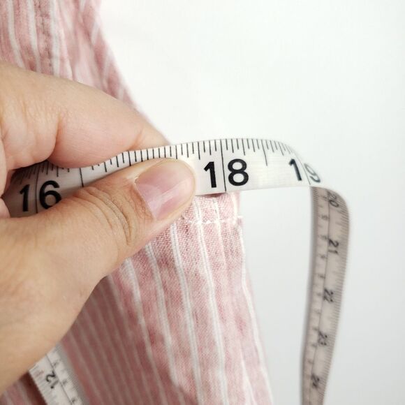 See And Be Seen Ruffle Striped Pink Top Blouse Sleeveless Cotton Career NWT - Picture 7 of 8